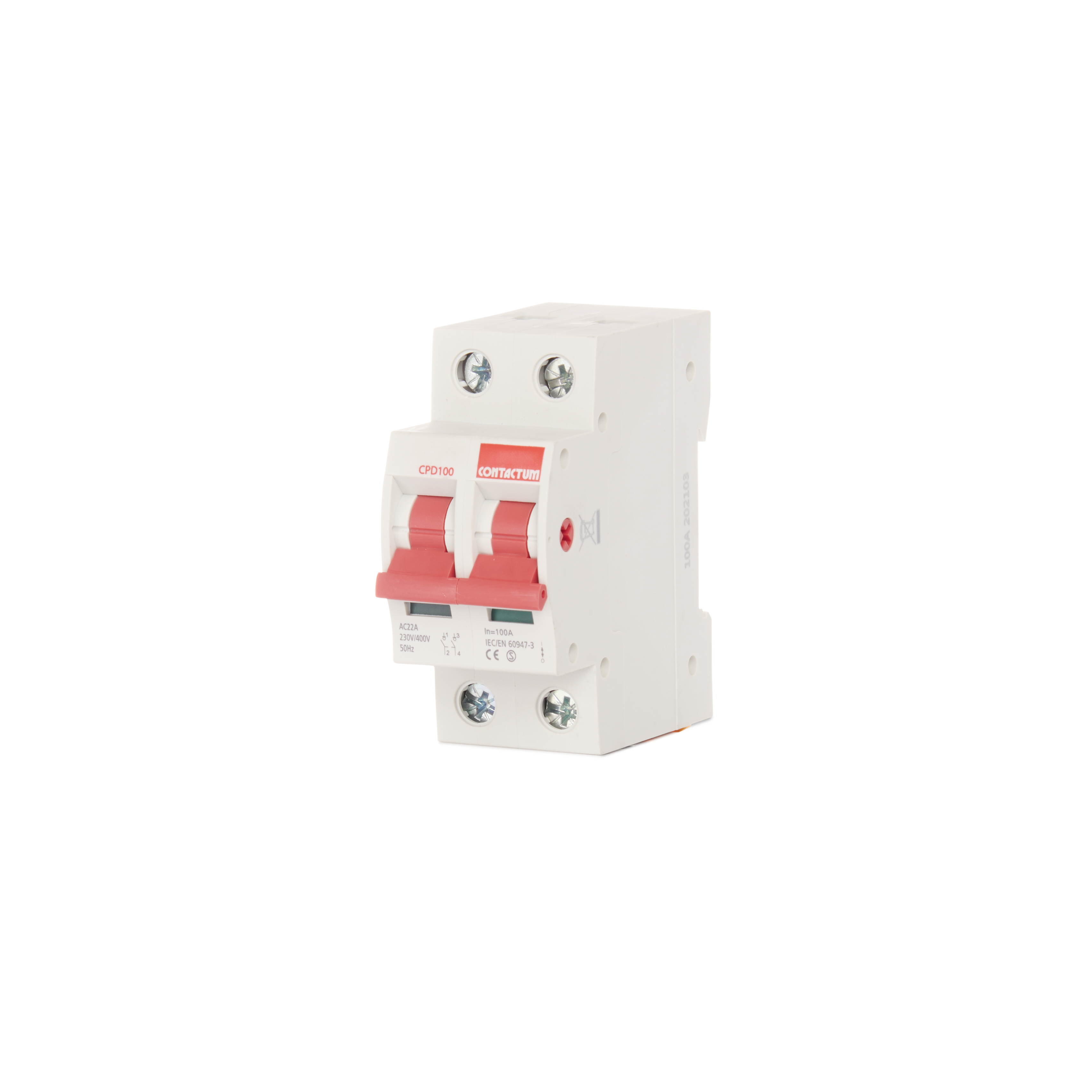 CONTACTUM 100 AMP DOUBLE POLE MAIN SWITCH DISCONNECTOR CPD100 